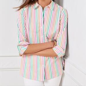 Talbots Pastel Striped Button-Up Shirt M